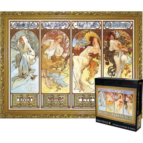 Adult 3000 pieces wooden Four seasons puzzle oil painting adult children Assembling puzzles toy