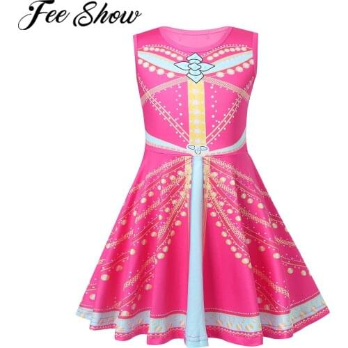 Kids Fairy Tale Princess Dress For Girls Summer Clothing Sleeveless Cartoon Jewelry Print A-line Dress Girl Party Dance Dress