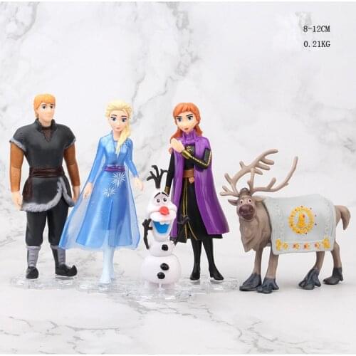 5Pcs Disney Snow Queen Elsa Anna PVC Action Figure Olaf Kristoff Sven Anime Dolls Figurines Kids Toy Children Gift