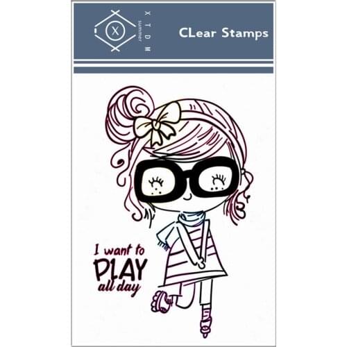Hot sale Glasses girl Transparent Clear Stamps / Silicone Seals Roller Stamp for DIY scrapbooking photo album/Card Making