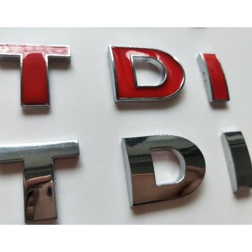 Chrome Red Letters T D I TDI Modification Emblems Badges