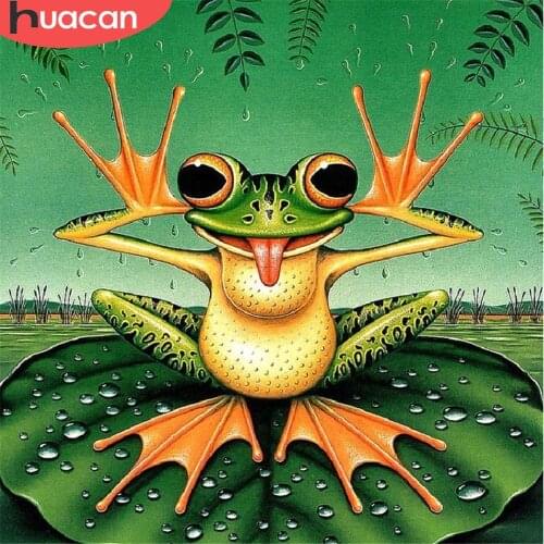 HUACAN 5D DIY Diamond Painting Frog Rhinestones Mosaic Diamond Embroidery Animals Handwork Full Round Living Room Decoration