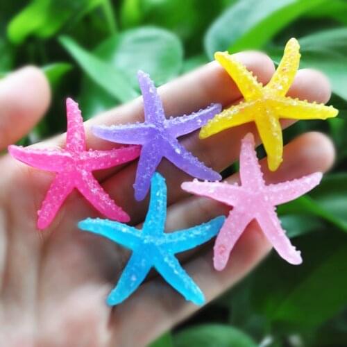 40mm 10pcs/lot Cute Cabochons Starfish for brooch Decorating Ornament Accessory Colour Mixed