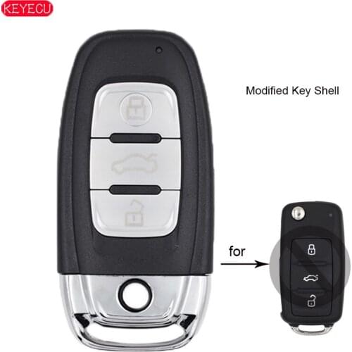 KEYECU Modified Smart Remote Key Shell Case 3 Button for VW Sagitar Passat Bora Tiguan Lavida P/N: 5KA 837 202AJ