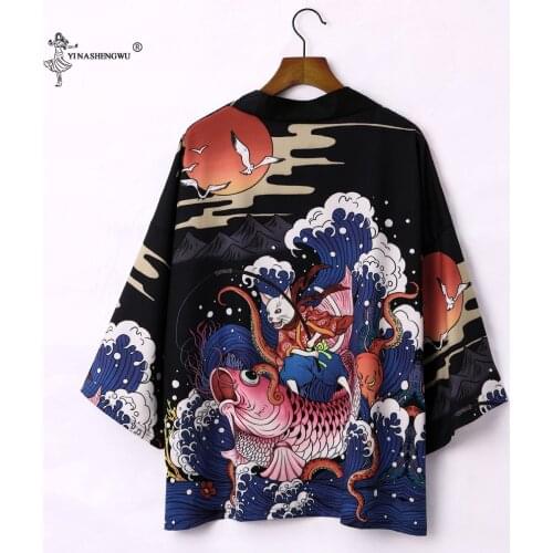 Yukata Haori Women Men Japanese Kimono Cardigan Men Samurai Clothing Kimono Jacket Mens Kimono Shirt Three Quarter Clothing