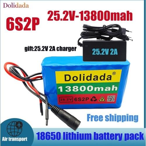 6s2p 25.2V 13800mAh 18650 lithium battery pack electric bicycle moped lithium-ion battery pack with BMS+gift:25.2V2Acharger