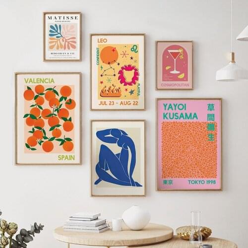 Matisse Yayoi Kusama Cocktail Zodiac Astrology Wall Art Print Canvas Painting Nordic Poster Decor Wall Pictures For Living Room
