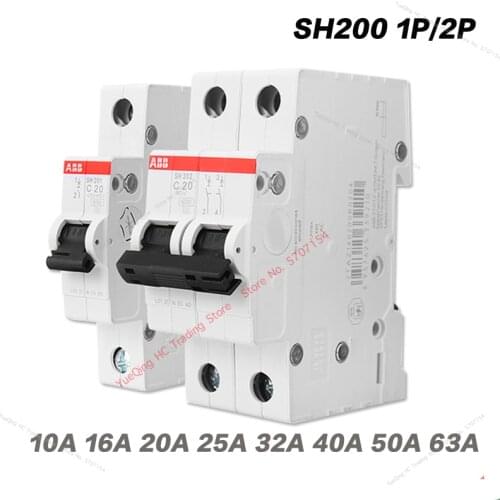 ABB Electric SH200 All Series MCB Miniature Circuit Breaker Air Switch AC 1P 2P C 10A 16A 20A 25A 32A 40A 63A Original Brand New