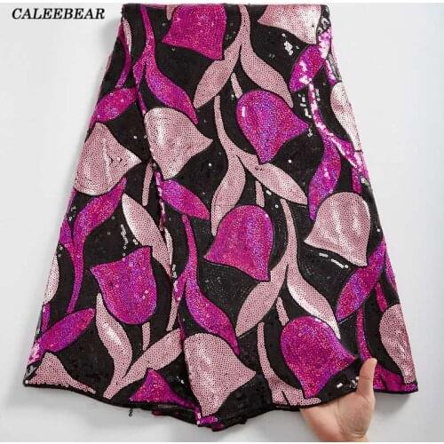 Latest Fashion Sequined African Lace Fabric 2021 High Quality French Tulle Lace Fabric Nigerian Lace Fabrics For Dress Sew S2408