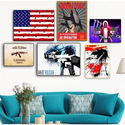 Kalashnikov AK 47 Weapon Poster And Print Canvas Art Painting Wall Pictures For Living Room Decoration Home Decor No Frame