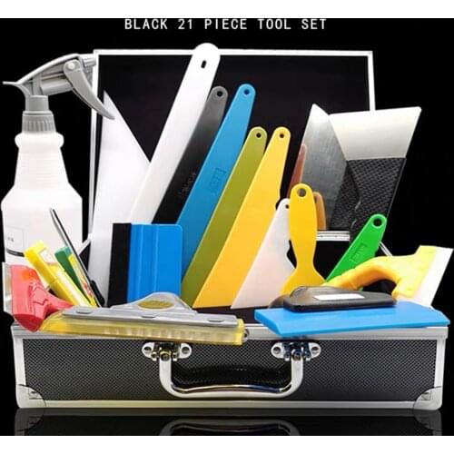 Professional Vinyl Wrap Install 21 Pcs Car Wrap Scraper Tool Kit/Window Film Squeegee Tool Portfolio With Box For Signmakers K22