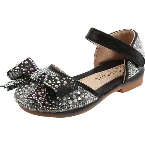 Girl Sandals Kids Bling Bowknot Princess Shoes Sequins Sandals Fashion New Summer Children Shoes Little Girls Infant