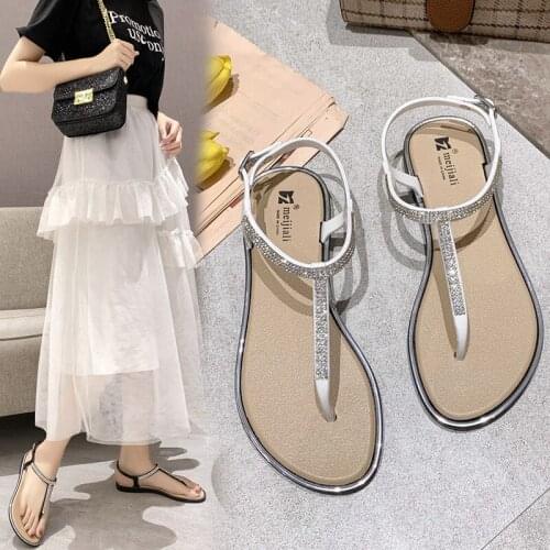Rhinestone Sandals And Slippers 2021 New Female Tide Outer Wear Fashion Fairy Style Casual Korean Ladies Slippers Summer Tide