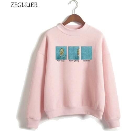 Van Gogh Van Goghing Van Gone Meme Hoodies Funny Pink Hoodies Women Harajuku Sweatshirt Clothes Streetwear Fashion Hipster