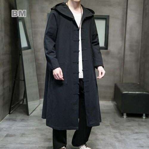 Chinese Traditional Dress Meditation Hooded Robe Plus Size Shaolin Hanfu Men Taoist Long Coat Oversized Kung Fu Uniform Buddhist