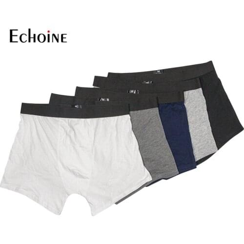 Echoine Mens Panties Cotton boxer 3pcs 5pcs/lot Male Underwear Breathable Man Solid Underpants Comfortable Brand Shorts