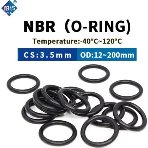 NBR O Ring Seal Gasket Thickness CS3.5mm OD12-200mm Wear Resistant Automobile Petrol Nitrile Rubber O-Ring Waterproof Black