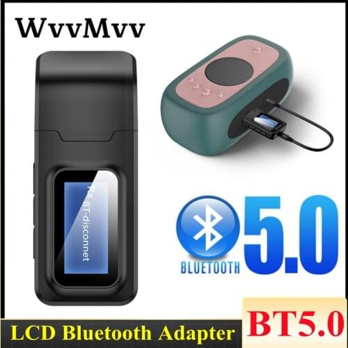 USB Bluetooth Receiver Transmitter Audio Bluetooth 5.0 Adapter For Car PC TV HD HiFi Receptor Wireless Adapter 3.5MM AUX LCD