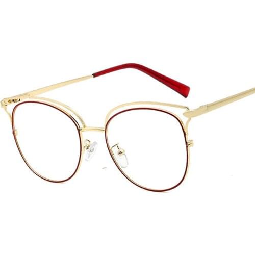 Veshion Anti-blue Light Vintage Cat Eye Metal Glasses Frames Men Women Optical Fashion Computer Glasses