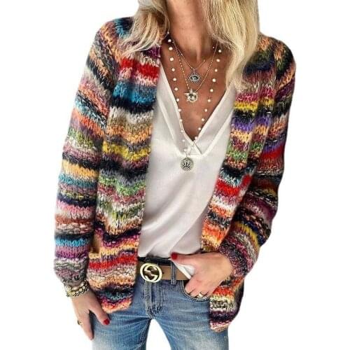 Spring 2021 European and American Sweaters Cardigan Thin Outerwear Baggy Coat Women