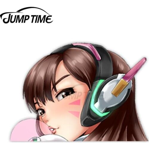 Jump Time Overwatch D.Va (Hana Song) 11 9.2 Big Head Anime Peeker Vinyl Decal Waifu Kawaii Girl Car Stickers