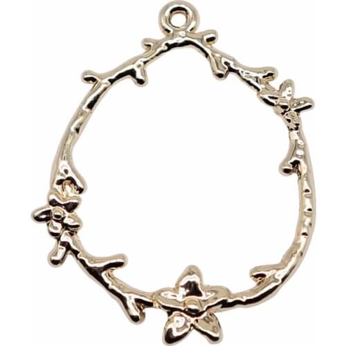 WYSIWYG 10pcs 34x25mm KC Gold Color Wreath Charms Pendant For Jewelry Making Earring Making Accessories