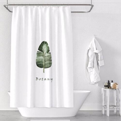 Custom Made Shower Curtain Bathroom Curtain Partition 1.2/1.5/1.8/2x1.8m 1.5x2m 1.8x2m 2x2m 2.4x2m Green Palm Leaves White