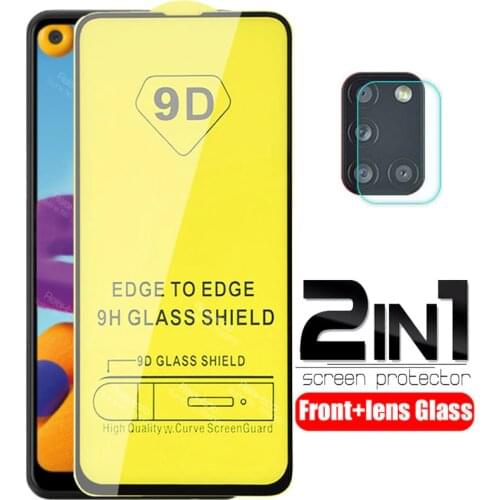 2 in 1 9D Full glue protective Glass For samsung galaxy a21s a 21 21s a21 s sm-A217F/ds A217F camera screen protector Cover Film