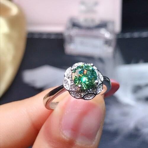 Vintage Silver Color Round Wedding Ring Female Luxury Green Crystal Ring White Zircon Small Stone Rings For Women Dainty Jewelry