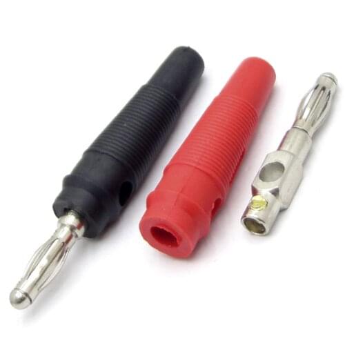 10pcs 4mm Glue Gold Plating Plug lantern Soft Connectors Black Red Plastic Housing Stereo Dual Channel Headphone Connector