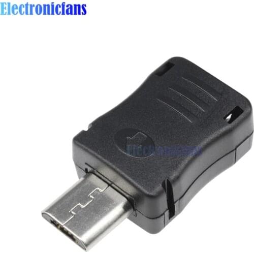 10Pcs/Lot 5 Pin T Port Male Micro USB Plug Socket Connector With Plastic Cover for DIY