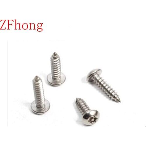 100pcs/lot ST3.9*10/13/16/19/25 Stainless Steel Security Six-Lobe Round head self tapping screw, SUS 304 torx screw