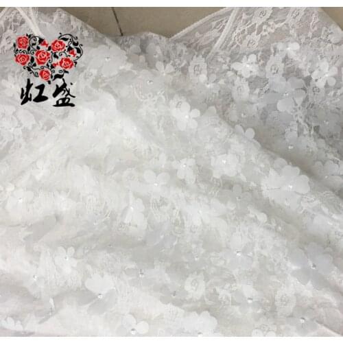 130cm white skyblue Wedding performance Dress Applique DIY Bridal Headdress scarf veil Embroidered Lace Fabric Patch curtain