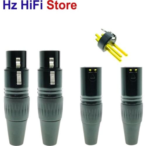 4PCS High Quality Xlr male and female plugs, pure copper gold-plated feet, 3-pins neutrik style xlr connector welding head