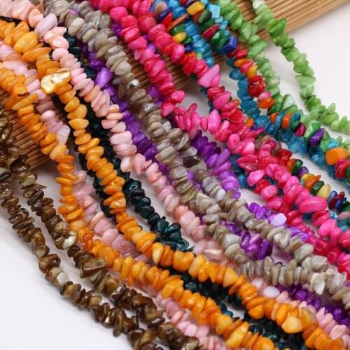 5-8mm Irregular Freeform Chip Gravel Shell Beads Colorful Dye Mother of Pearl Loose Bead for Jewelry Making DIY Necklace Earring