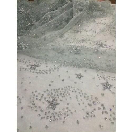 5yards glued glitter sparkle SYJ-121633 tulle mesh lace fabric for wedding dress/evening dress/fashion show