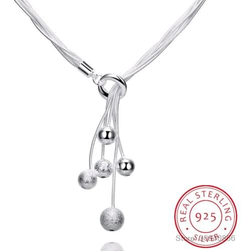 925 Silver Jewelry Necklaces Bead Long Necklace Chains For Women Wedding Party Necklaces Jewelry Gifts