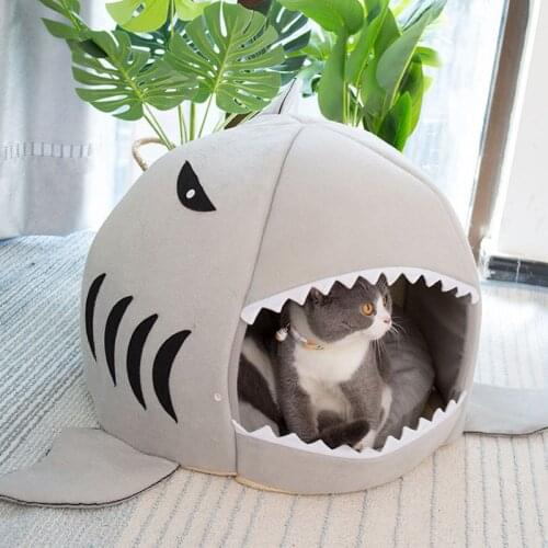 Cats Accessories Cats Chats House Dogs Nesk Plush Cartoon Cute Shark Four Seasons High Resilience Sponge Full Pet Bed Supplies