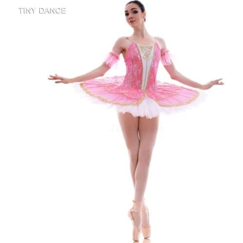 Child & Adult Standard Size Pre-Professional Ballet Dance Tutu Costume Stiff Tulle Pancake Tutu Sequin Ballerina Dress BLL015