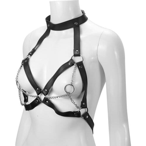 BDSM Fetish Bondage Collar Body Harness Sex Toys For Couples Adult Products Sex Bondage Belt Chain Slave Breasts Woman Handcuffs