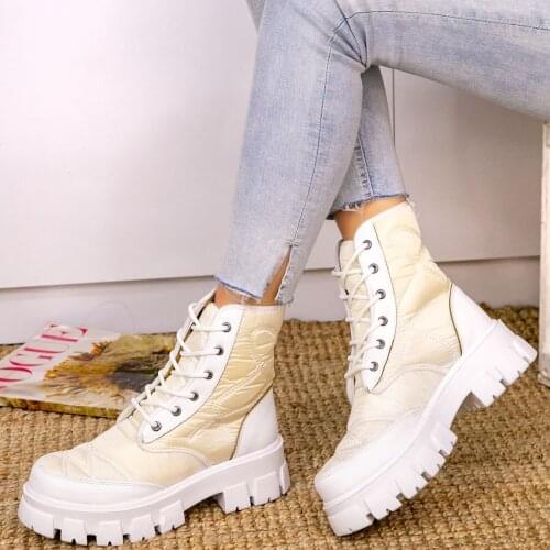 Tonar Zamax White Lace-Up Women Boots Platform Winter New Season Fashion Casual and Stylish