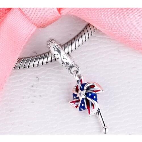 Beads fits for Necklaces Bracelets 100% 925 Sterling-Silver-Jewelry American Pinwheel Charms Free Shipping