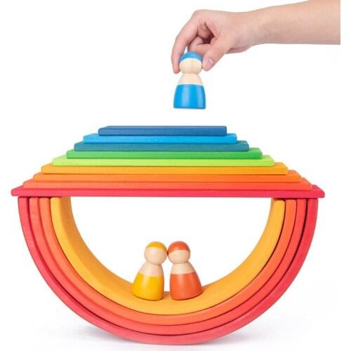 Baby Rainbow Blocks DIY Toys Kids Large Creative Rainbow Building Blocks Wooden Toys for kids Montessori Educational Child Toy