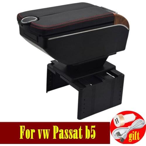 For vw Passat b5 armrest box 1999-2005 Double doors open 7USB Centre Console Storage Box Arm Rest