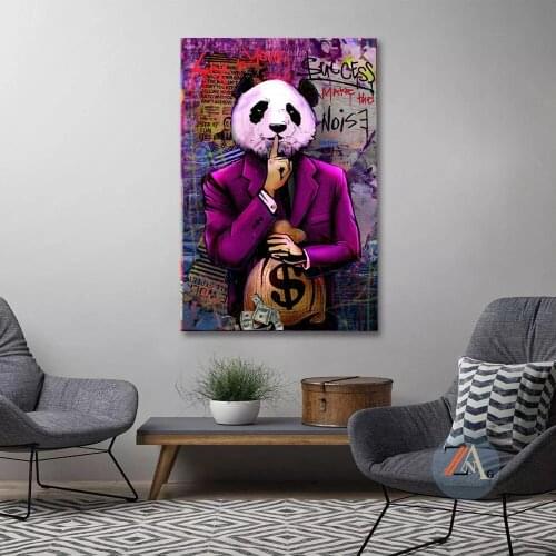 Graffiti Money Dollar Tongue Oil Painting on Canvas Cartoon Wall Art Poster Prints Wall Pictures for Living Room Home Cuadros