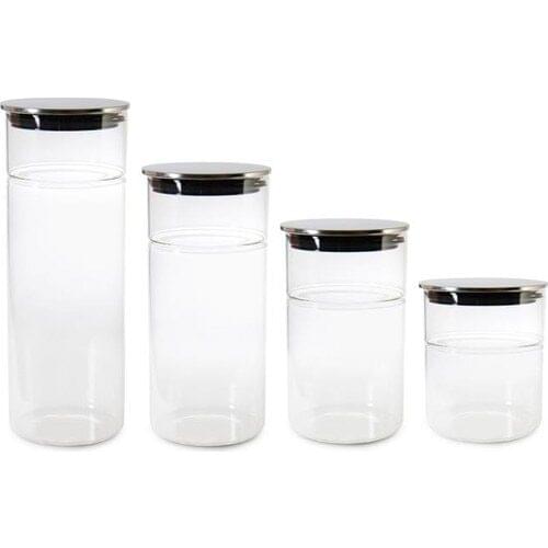 Herevin Borosilicate Four Size Simple Glass Jar Set