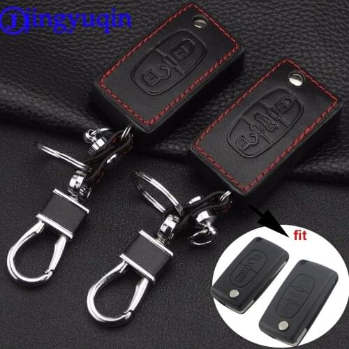 Jingyuqin Remote 2/3 Buttons Car key Leather Styling Case Fob Cover For Peugeot 207 307 308 407 807 For CITROEN C2 C3 C4 C5 C6