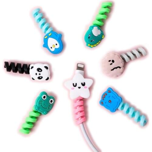 Cure Cartoon Charger Cable Pipeline Holder Data Cable Protective Cover Kawaii Protective Cable Covering Line Hoursehold Items