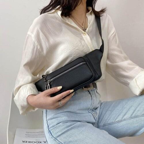 Fashion Women Chest Bags Black Waist Pack Leather Hip Belt Purse Zipper Travel Pouch Unisex Crossbody Bags Men Fanny Pack