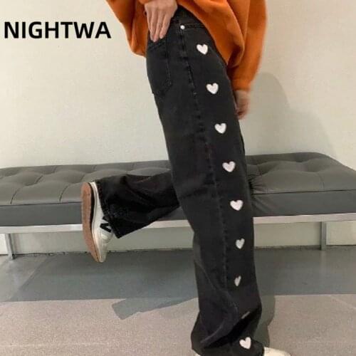 NIGHTWA Summer Woman Jeans High Waist Straight-leg jeans Streetwear Pants Vintage Fashion Trousers Women Harajuku Straight Pants